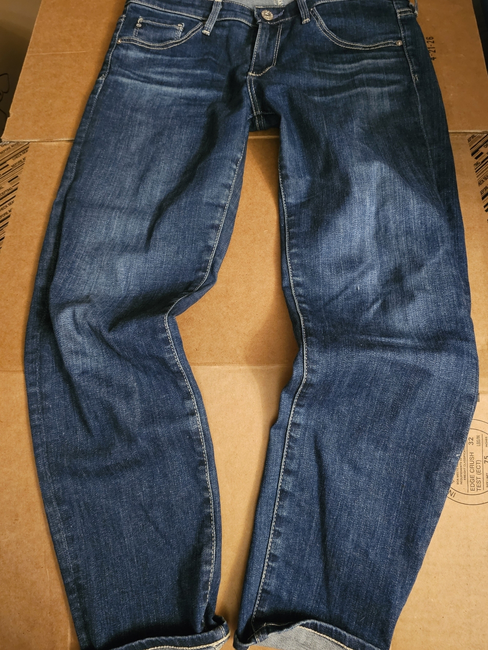AG Adriano Goldschmied Stilt Crop Size 27 style BW14443R Dark Wash Rolled Hem